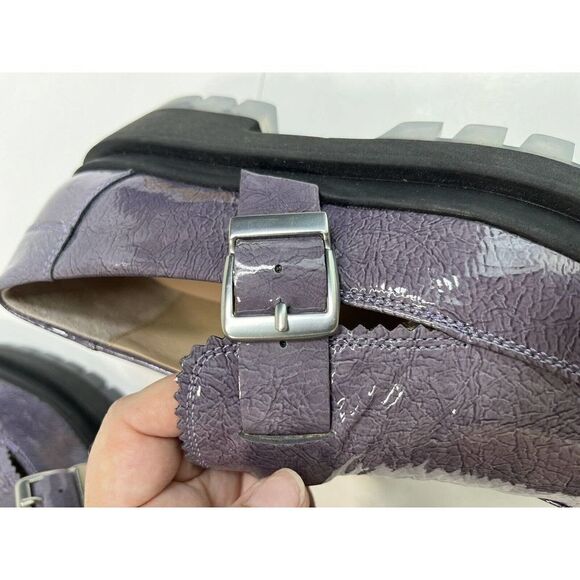 Free People Womens Purple Gray Loafer Lug Sole Patent Leather Shoes 40 EU 10 US - Picture 3 of 16